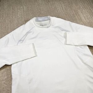 Nike Shirt‎ Men XL Pro Combat Hyperwarm Fitted White Training Dri Fit